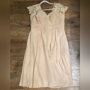 Elegant Cream Lace-Trimmed Dress. Bridal / Party Size Women 16. New